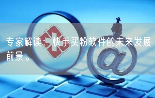 专家解读:快手买粉软件的未来发展前景。