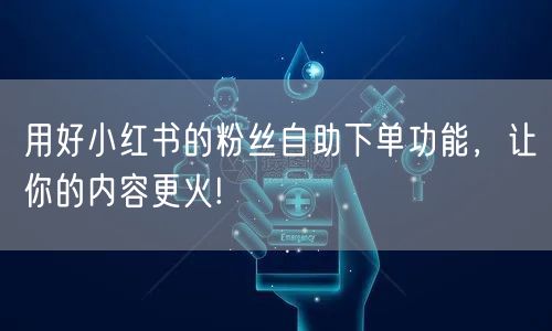 用好小红书的粉丝自助下单功能,让你的内容更火!