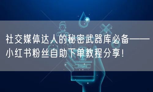 社交媒体达人的秘密武器库必备——小红书粉丝自助下单教程分享!